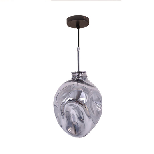 Abstract Shade Hanging Light: Contemporary Style Pendant Lamp With Hammered Glass - Ideal For Hotels