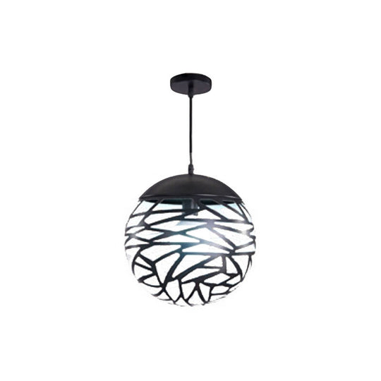 Contemporary Metallic Hollow Globe Pendant Light for Dining Table - 1 Globe Hanging Light