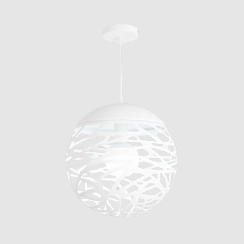 Contemporary Metallic Hollow Globe Pendant Light for Dining Table - 1 Globe Hanging Light