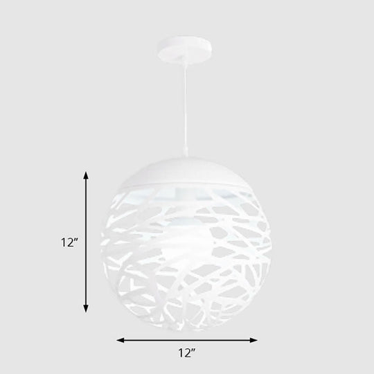 Contemporary Metallic Hollow Globe Pendant Light for Dining Table - 1 Globe Hanging Light