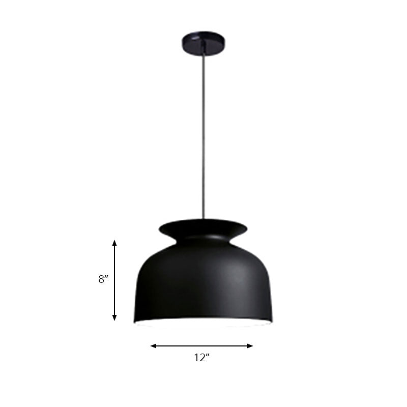 Modern Monochrome Metal Pendant Lamp with Hotel Restaurant Bowl Design