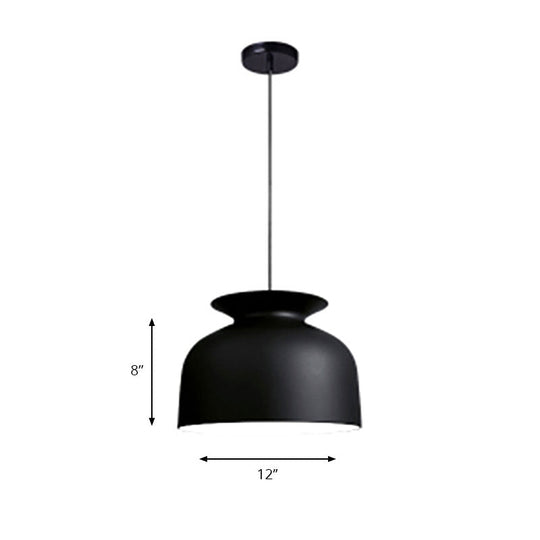 Modern Monochrome Bowl Pendant Lamp For Hotel Restaurants - Metal One-Light Suspension
