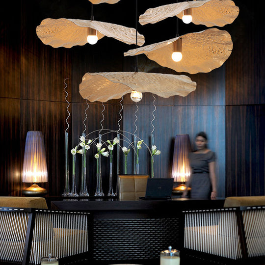 Modern Gold Metal Lotus Leaf Pendant Light For Kitchen And Study Room / 19.5