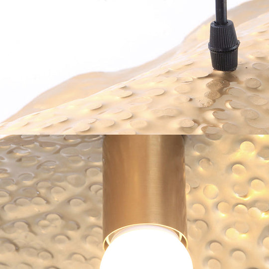 Modern Gold Metal Lotus Leaf Pendant Light For Kitchen And Study Room