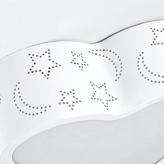 Modern Metal Etched Star Moon Flush Ceiling Light in White for Foyer