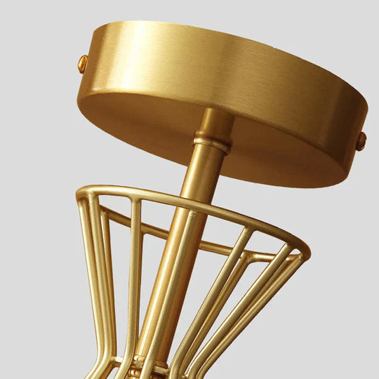 American All-Copper Balcony Ceiling Lamp – Surface-Mounted Fixture with Glass Shade