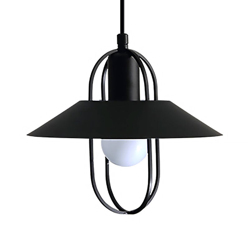 Modern Metal Hanging Light - Black/Pink/White Lantern Suspension 1