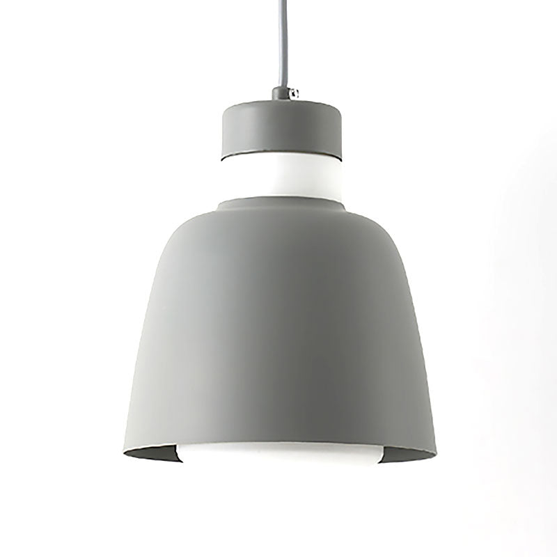 Modern Black/Pink/Yellow Bell Pendant Light - 1-Light Metal Hanging Lamp Kit