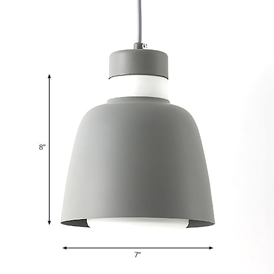 Modernistic Bell Ceiling Pendant Light: Black/Pink/Yellow Metal Hanging Lamp Kit With 1 Light