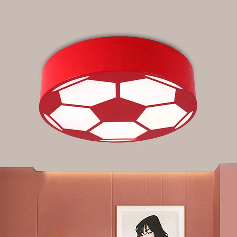 Colorful Football Flushmount Childrens Led Ceiling Light With Acrylic Shade Red