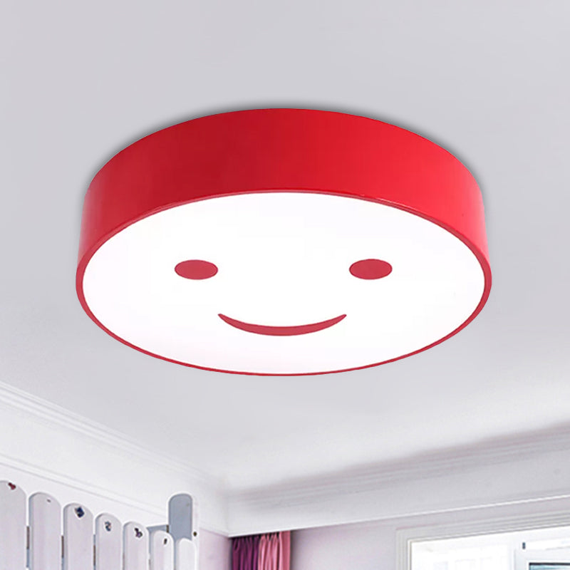 Round Smiling Face Led Flush Mount Light - Kids Acrylic Close-To-Ceiling Lamp For Kindergarten