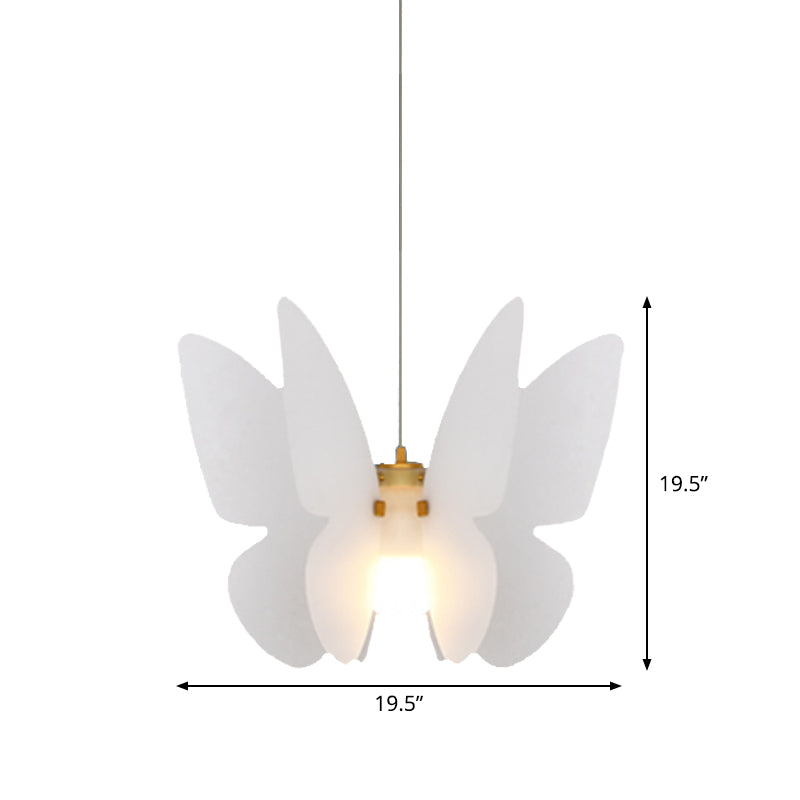 White Acrylic Butterfly Ceiling Pendant Light Kit - Modern Single Head For Dining Room