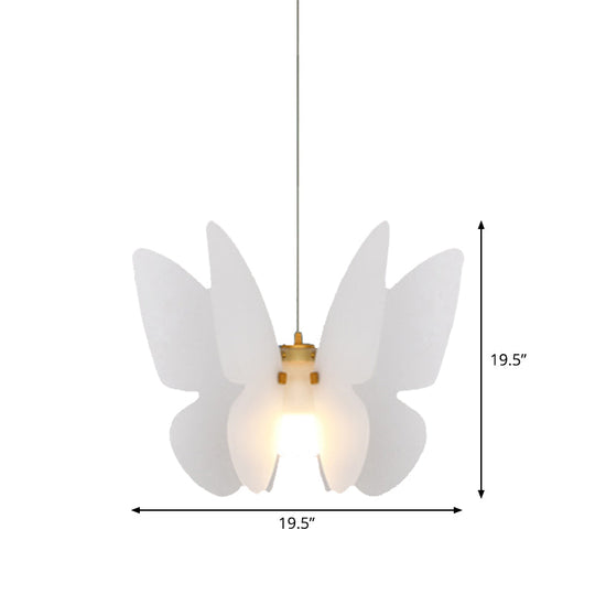 White Acrylic Butterfly Ceiling Pendant Light Kit - Modern Single Head For Dining Room