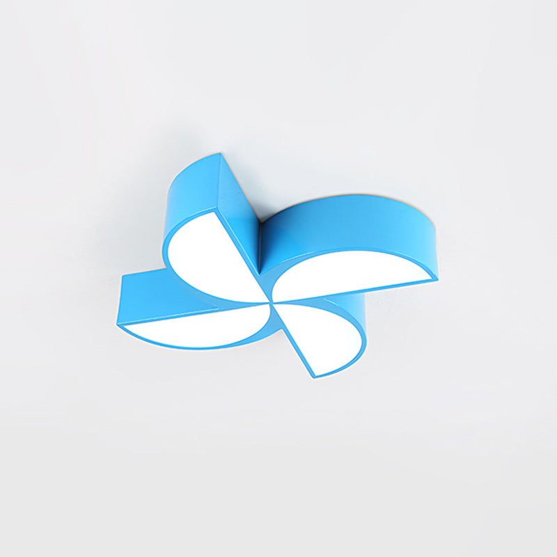 Colorful Windmill Baby Room Ceiling Lamp - Acrylic Led Kids Flush Light Fixture (Red/Yellow/Blue)