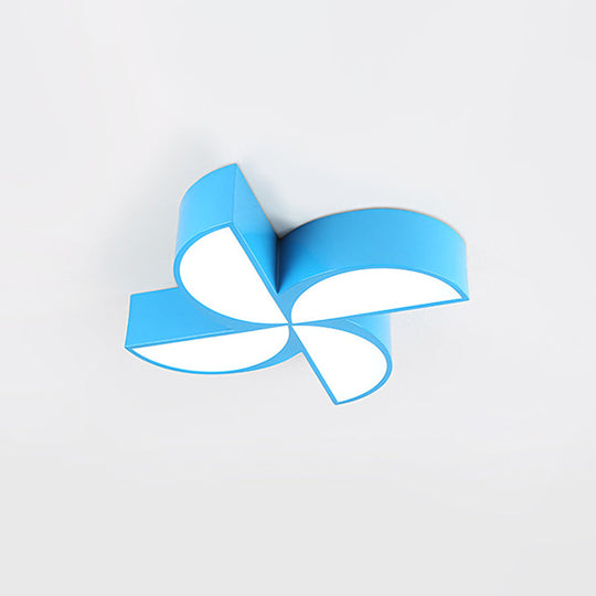 Colorful Windmill Baby Room Ceiling Lamp - Acrylic Led Kids Flush Light Fixture (Red/Yellow/Blue)