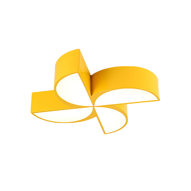 Colorful Windmill Baby Room Ceiling Lamp - Acrylic Led Kids Flush Light Fixture (Red/Yellow/Blue)