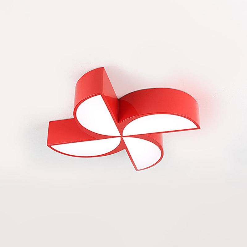 Colorful Windmill Baby Room Ceiling Lamp - Acrylic Led Kids Flush Light Fixture (Red/Yellow/Blue)