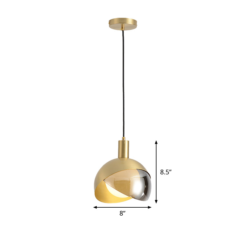 Contemporary Gold Dome Pendant Light - Suspended Metal Fixture
