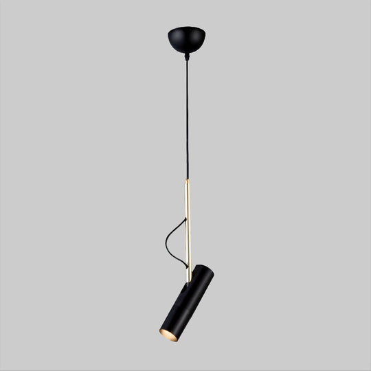 Minimalist Cylinder Metallic Pendant Light Fixture - 1 Bulb - Black/White - Warm/White Light