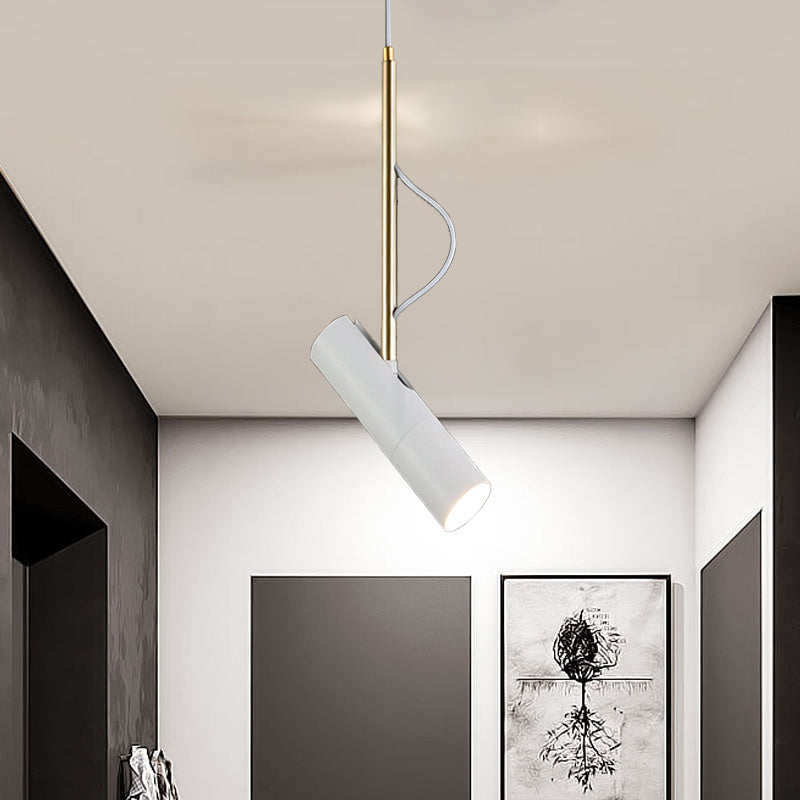 Minimalist Cylinder Metallic Pendant Light Fixture - 1 Bulb - Black/White - Warm/White Light