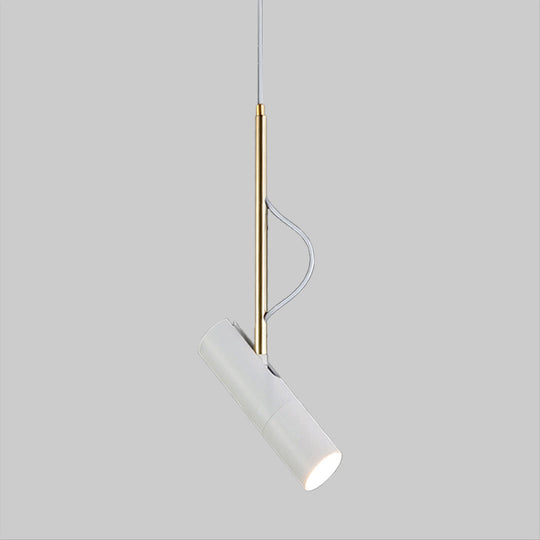 Metallic Cylinder Mini Pendant Light Fixture - Black/White With Warm/White Option