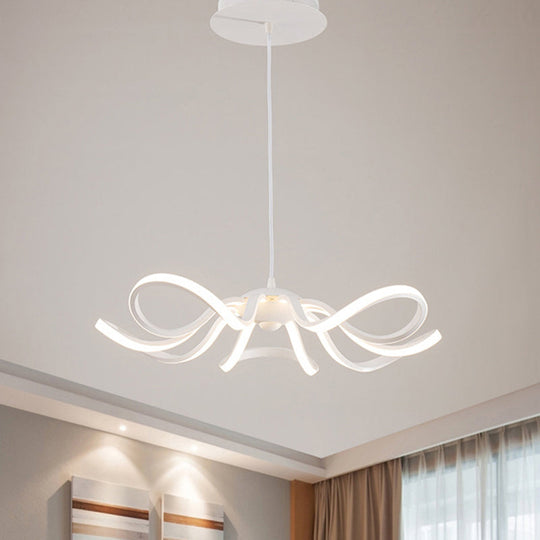 Minimalistic Aluminum LED Pendant Light Fixture for Bedroom with Rosette Design in Warm/White/Natural Light