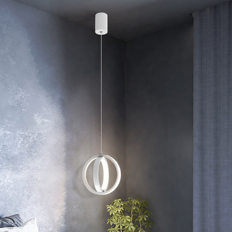 Modern Led Pendant Light With Crossed Ring Design - Black/White Metallic Shade In Warm/White White /