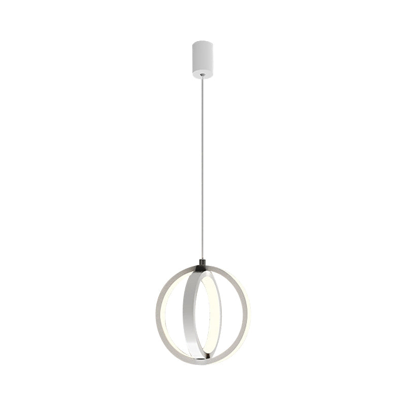 Modern Led Pendant Light With Crossed Ring Design - Black/White Metallic Shade In Warm/White Black /