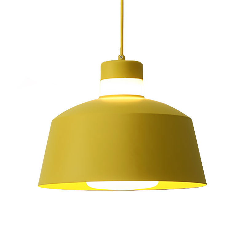 Modern Metal Tapered Pendant Light - 1-Light Pink/Grey/Yellow Hanging Ceiling Light for Living Room