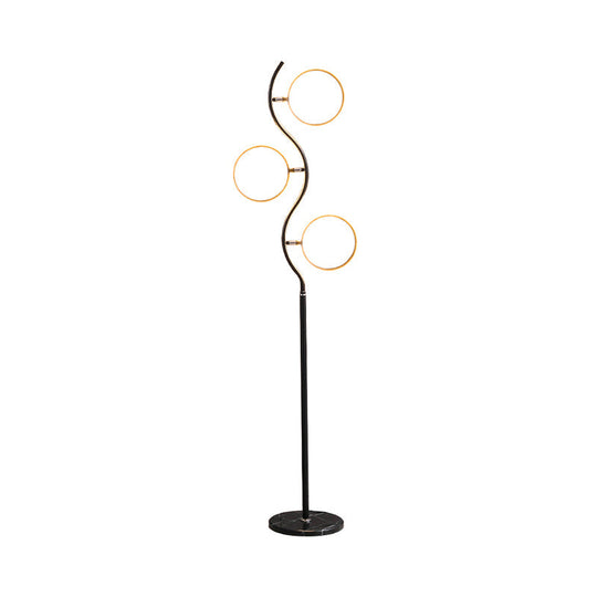 Modern Circular Tree Floor Lamp With Adjustable Metal Head Led Standing Light (Black/White)