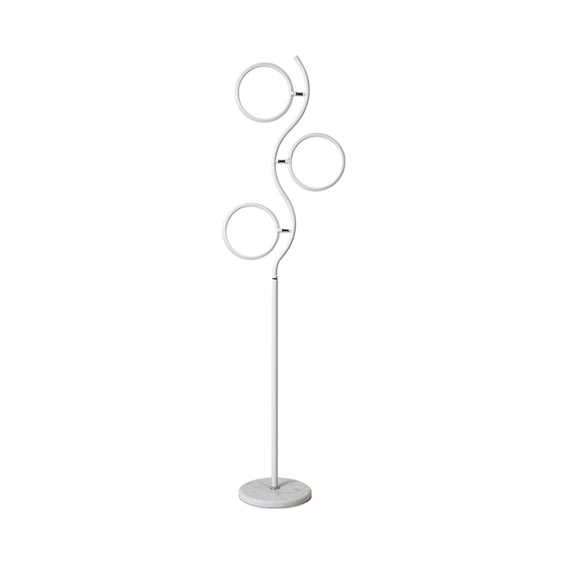 Modern Circular Tree Floor Lamp With Adjustable Metal Head Led Standing Light (Black/White)