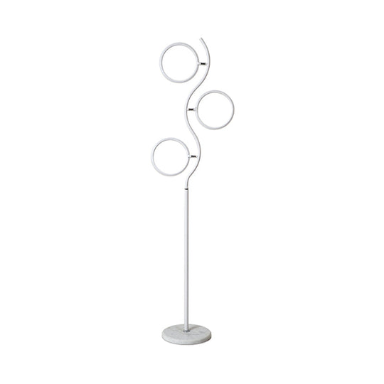 Modern Circular Tree Floor Lamp With Adjustable Metal Head Led Standing Light (Black/White)