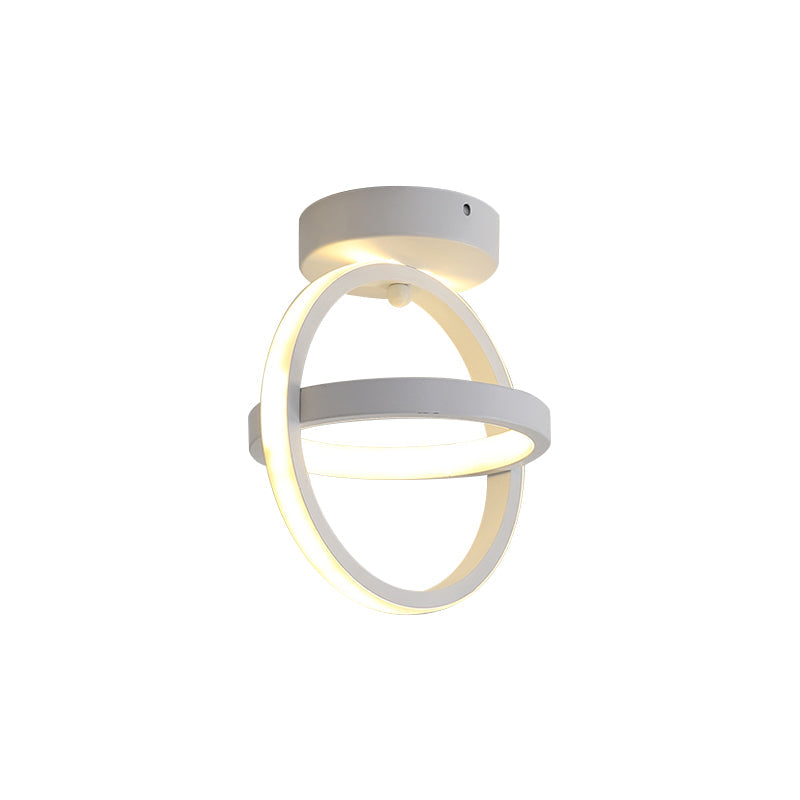 Modern Crossed Circle LED Ceiling Lamp in Warm/White Light - Metal Flush Mount Fixture