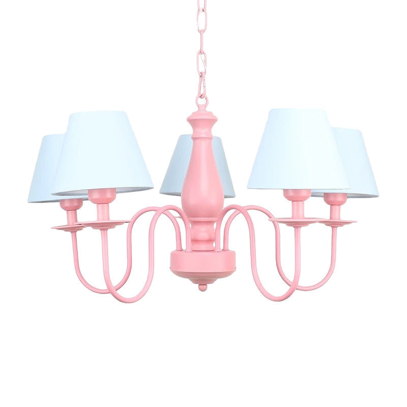 Macaron Style Fabric Bucket Chandelier - 5 Heads Pendant For Cloth Shop
