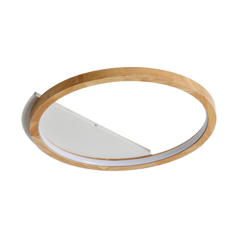 Contemporary LED Wood Ring Flush Mount Ceiling Light in Beige - 13"/17"/21" Width