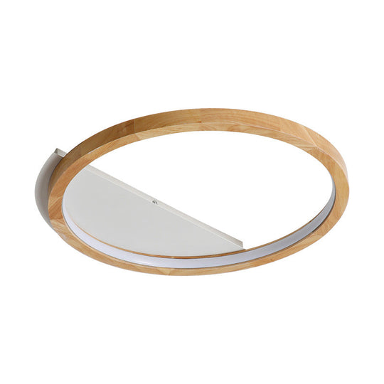 Contemporary LED Wood Ring Flush Mount Ceiling Light in Beige - 13"/17"/21" Width