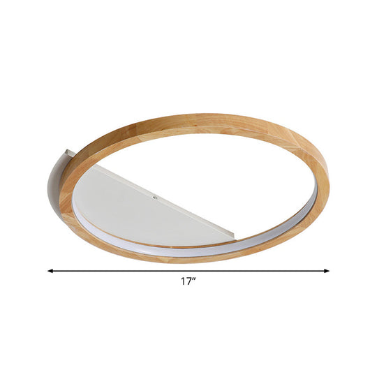 Contemporary LED Wood Ring Flush Mount Ceiling Light in Beige - 13"/17"/21" Width