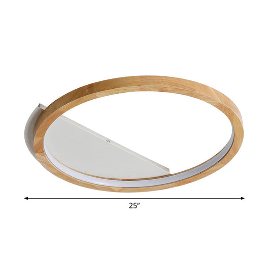 Contemporary LED Wood Ring Flush Mount Ceiling Light in Beige - 13"/17"/21" Width
