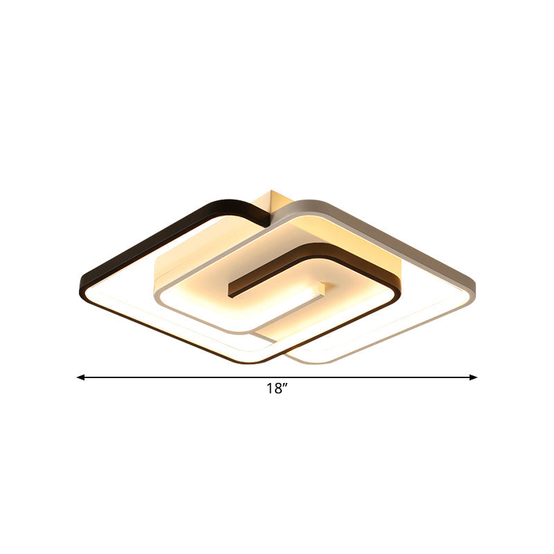 Plafonnier carré blanc pour chambre à coucher : plafonnier LED en acrylique Simplicity, largeur 18"/21,5"