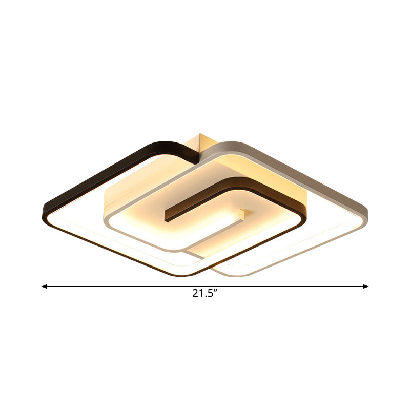 Plafonnier carré blanc pour chambre à coucher : plafonnier LED en acrylique Simplicity, largeur 18"/21,5"