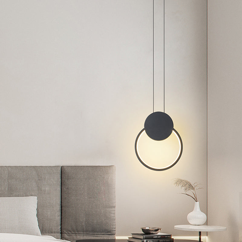 Kit de mini-lampe suspendue à LED contemporaine avec abat-jour en métal réglable en noir/blanc - Éclairage chaud/blanc