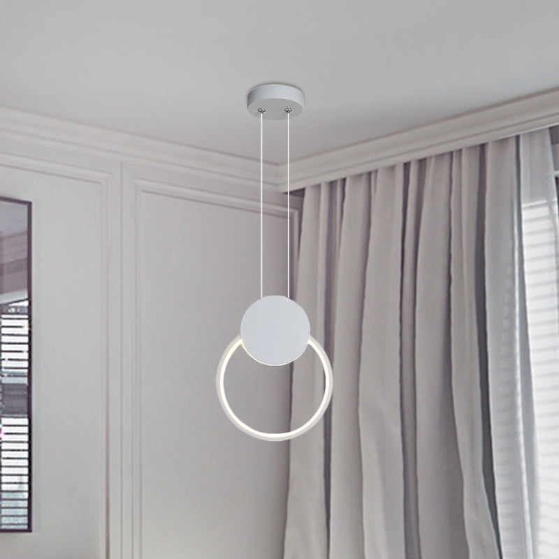 Kit de mini-lampe suspendue à LED contemporaine avec abat-jour en métal réglable en noir/blanc - Éclairage chaud/blanc