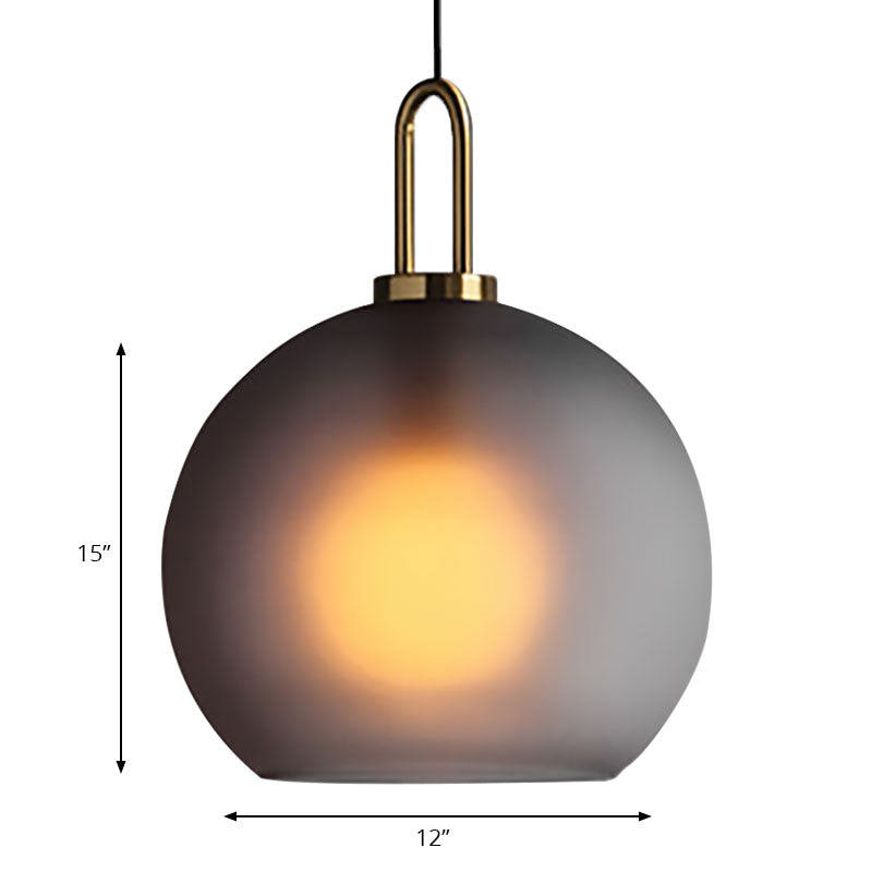 Modern Brass Living Room Pendant Lamp - Globe Clear/Smoky Glass Shade 1 Light 8/10/12 Wide