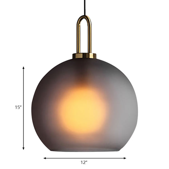 Modern Brass Living Room Pendant Lamp - Globe Clear/Smoky Glass Shade 1 Light 8/10/12 Wide