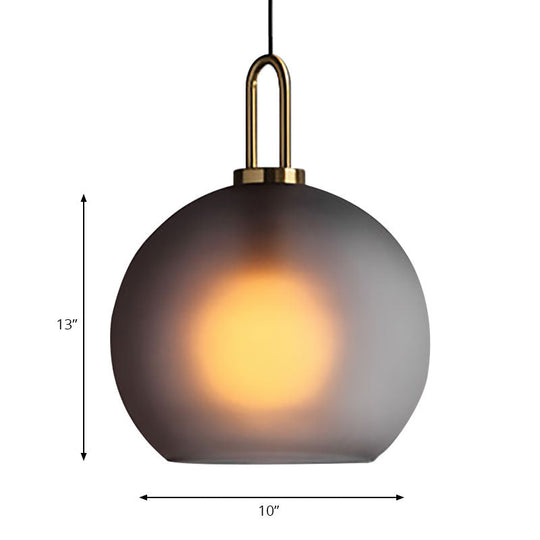 Modern Brass Pendant Lamp with Clear/Smoky Glass Shade - 1 Light, 8"/10"/12" Wide