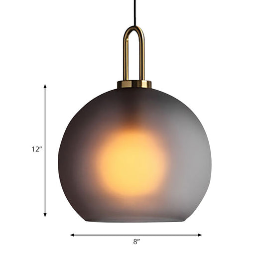 Modern Brass Living Room Pendant Lamp - Globe Clear/Smoky Glass Shade 1 Light 8/10/12 Wide