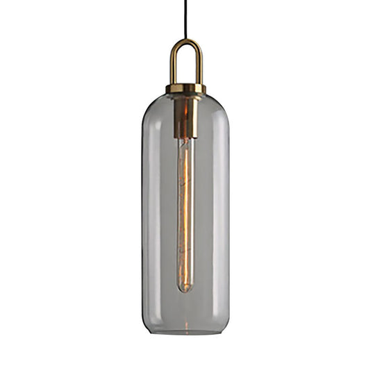 Post-Modern Dining Room Pendant Light with Clear/Smoky Glass Shade - 1 Light, 5"/6" Wide