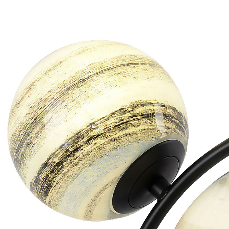 Contemporary Black LED Globe Glass Pendant Light - 2-Light Fixture for Living Room