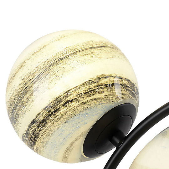 Contemporary Black LED Globe Glass Pendant Light - 2-Light Fixture for Living Room