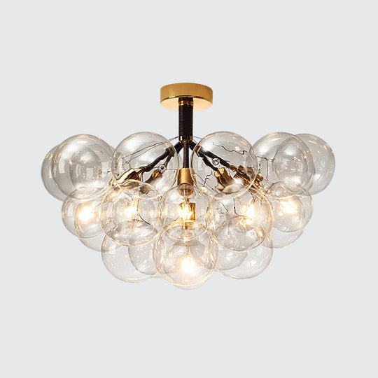 Clear Glass Semi Flush Ceiling Light with Contemporary Bubble Design for Foyer and Corridor Illumination